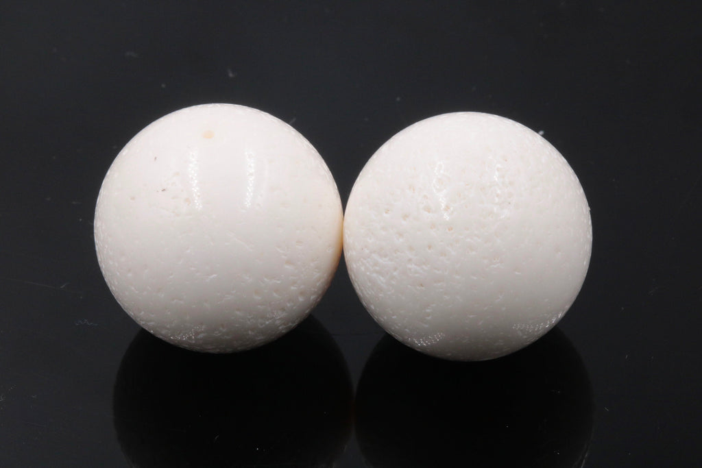 Natural White Coral Beads Round 24mm 2pcs SET DIY Jewelry Supplies Coral beads SKU 111543-Planet Gemstones