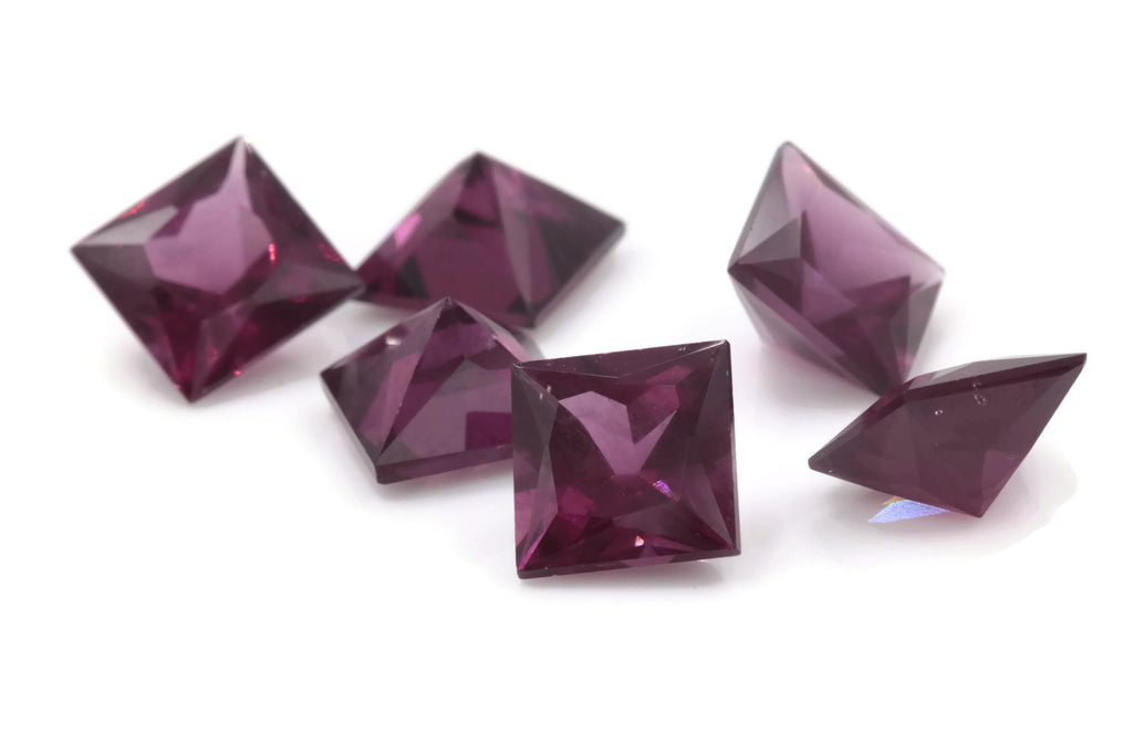 Natural Red Garnet 7mm Square 2.15ct January Birthstone Faceted Garnet gemstone DIY Red Garnet gemstone-Planet Gemstones