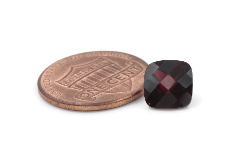 Natural Checkered Red Garnet 8mm Cus 2.86ct January Birthstone Faceted Garnet gemstone DIY Red Garnet gemstone-Planet Gemstones