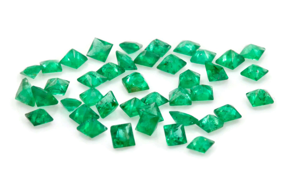 Emerald Natural Emerald May Birthstone Zambian Emerald square Emerald Gemstone Jewelry Supplies DIY Jewelry 0.12ct 2.25mm Emerald Green 2PCS-Emerald-Planet Gemstones