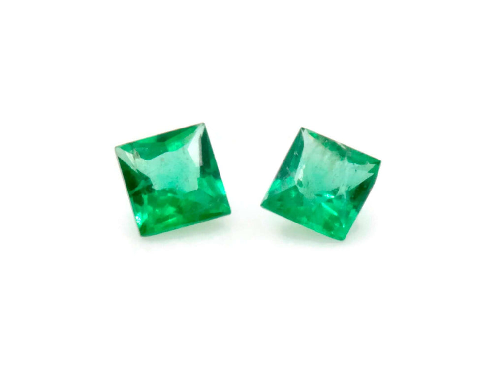 Emerald Natural Emerald May Birthstone Zambian Emerald square Emerald Gemstone Jewelry Supplies DIY Jewelry 0.12ct 2.25mm Emerald Green 2PCS-Emerald-Planet Gemstones