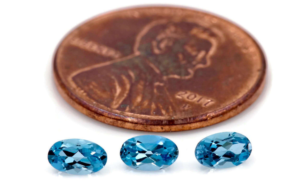 Aquamarine Natural Aquamarine March Birthstone DIY Jewelry Supplies Aquamarine Gemstone Blue Aquamarine Genuine Aquamarine 5x3mm 0.60ct 3PCS-Aquamarine-Planet Gemstones