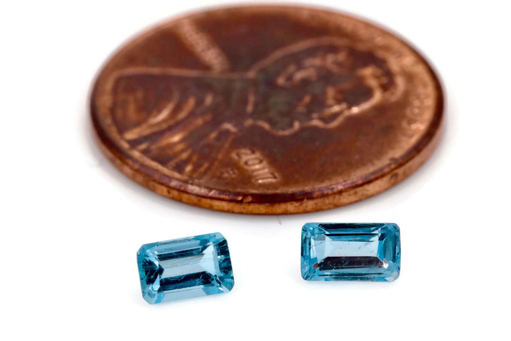 Aquamarine Natural Aquamarine March Birthstone DIY Jewelry Supplies Aquamarine Gemstone Blue Aquamarine Genuine Aquamarine 5x3mm 0.50ct 2PCS-Aquamarine-Planet Gemstones