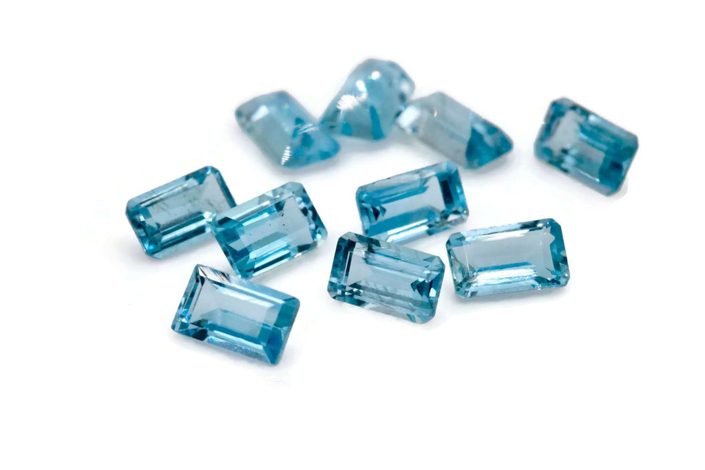 Aquamarine Natural Aquamarine March Birthstone DIY Jewelry Supplies Aquamarine Gemstone Blue Aquamarine Genuine Aquamarine 5x3mm 0.50ct 2PCS-Aquamarine-Planet Gemstones