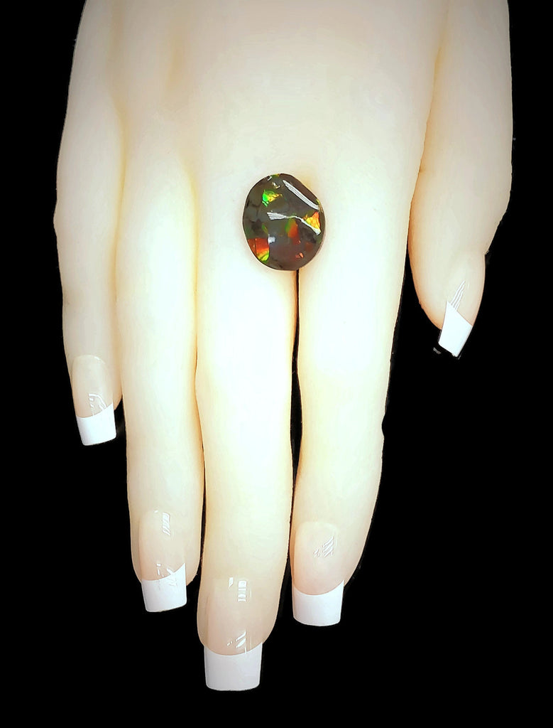 Natural Ammolite Gemstone | Cabochon Ammolite Loose Stone | Canadian Ammolite Gem | Genuine Ammolite (859) Round 7.52 ct-Planet Gemstones