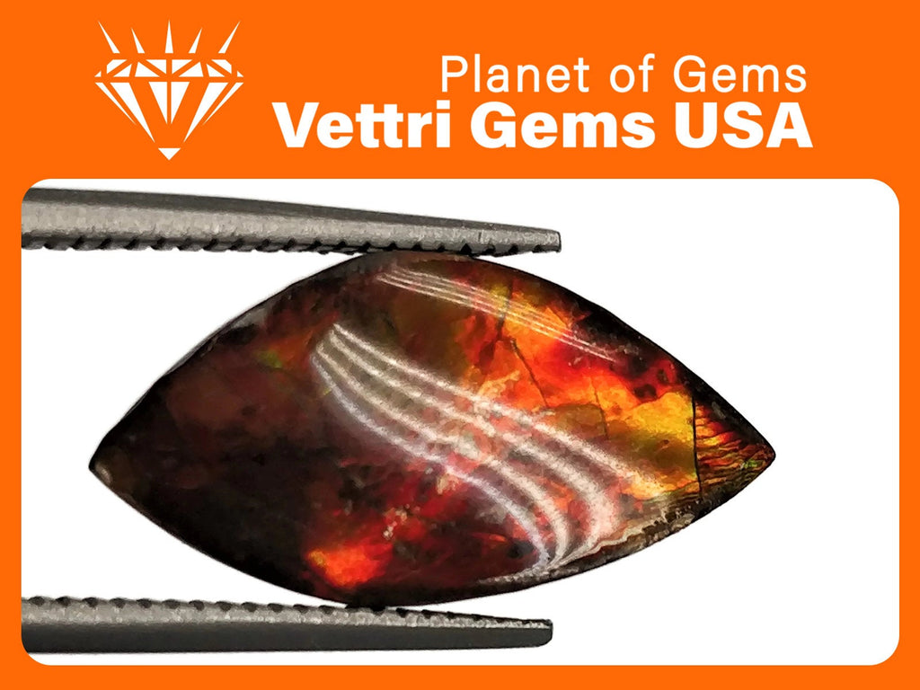 Natural Ammolite Gemstone | Cabochon Ammolite Loose Stone | Canadian Ammolite Gem | Genuine Ammolite (940) Fancy shape 3.23 ct-Planet Gemstones