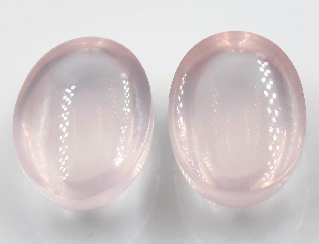 Natural Rose Quartz Gemstone Rose Quartz Stones Pink Quartz Stone QUARTZ pair, oval cabochon, 14x10mm, 15ct DIY Jewelry SKU:113049-Planet Gemstones