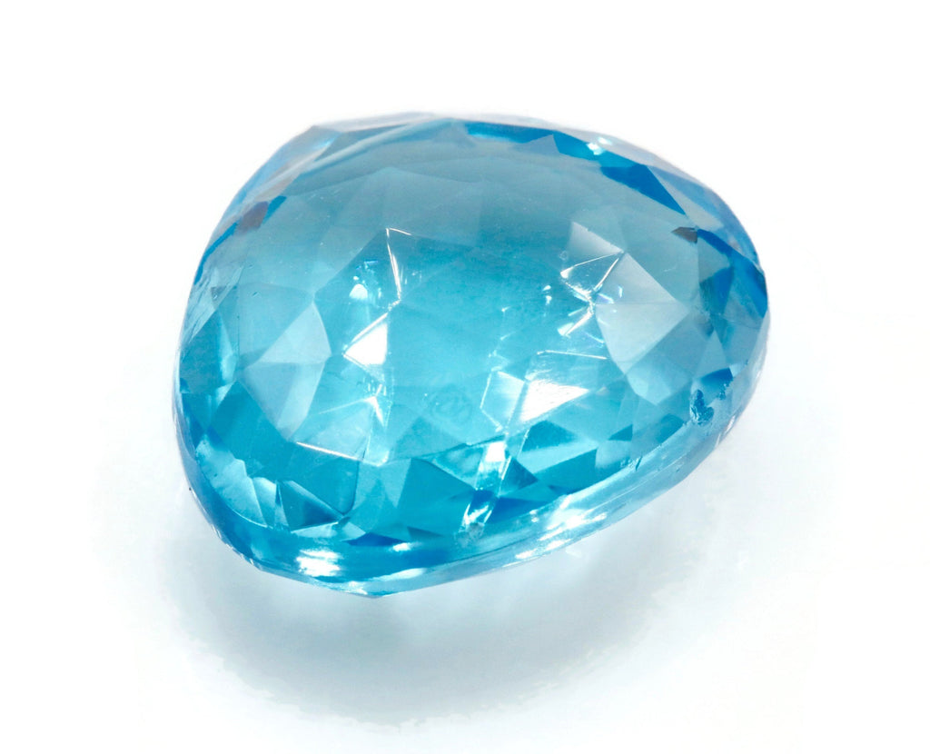 Natural Blue Topaz Gemstone Genuine Blue Topaz Faceted November Birthstone Blue Topaz Loose Blue Topaz Bead drop PR 24x22mm 46ct SKU:113102-Planet Gemstones