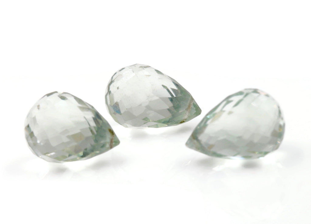 Natural Green Amethyst Pear shape green faceted genuine amethyst DIY Jewelry Supply 14x10mm, 26.13ct DIY Jewelry Supplies SKU:113081-Planet Gemstones