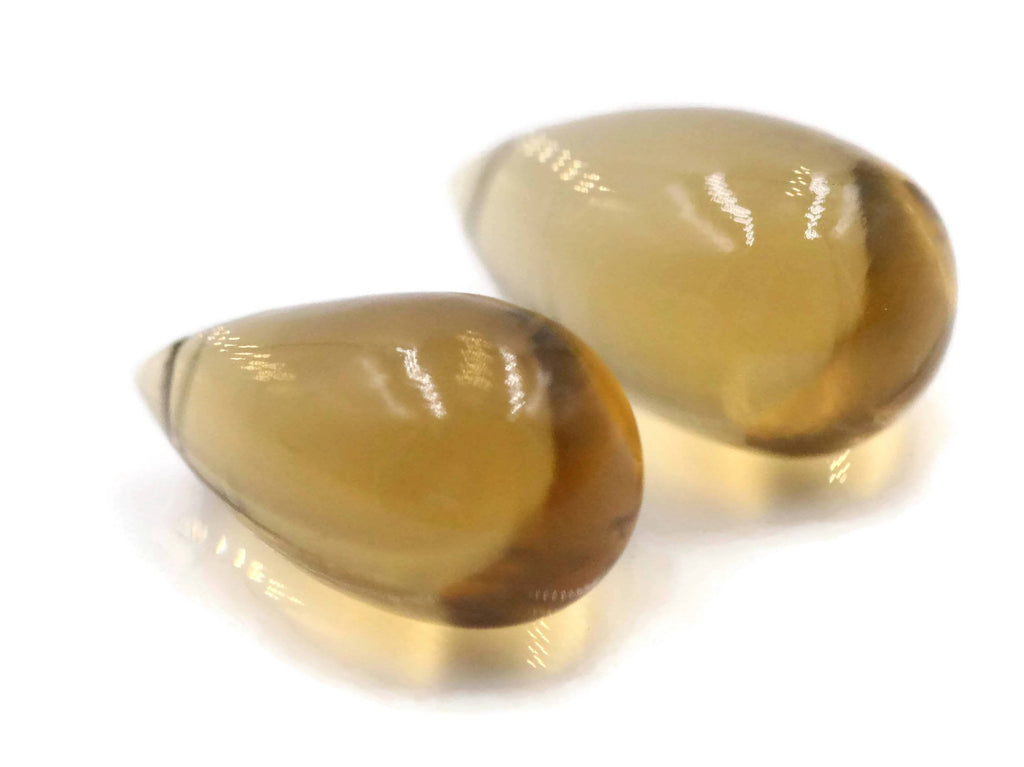 Natural Champagne Quartz Smoky quartz Beads faceted quartz DIY Jewelry Champagne Quartz drops matching pair PR 16x11mm 15.12ct SKU:113097-Planet Gemstones