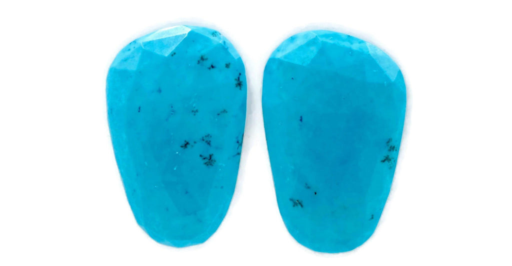 Sleeping Beauty Turquoise Natural Turquoise December Birthstone Turquoise Rosecut DIY Jewelry Supply Faceted Cabs 34x22mm 56.5ct-Planet Gemstones