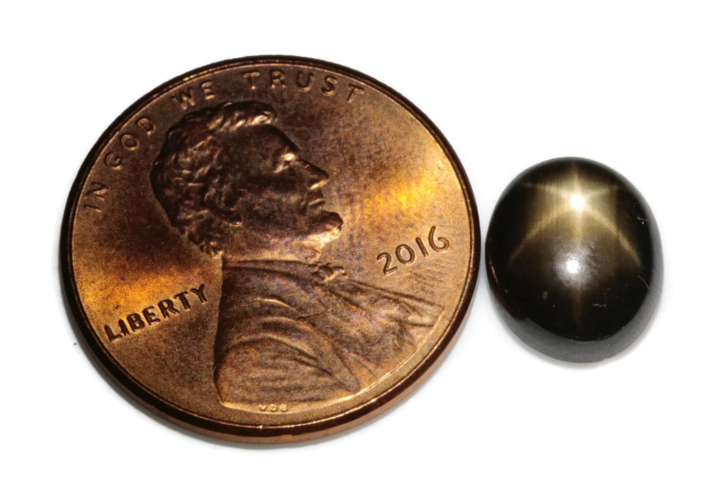 Natural Star Sapphire Black Star Sapphire September Birthstone Golden Star Sapphire DIY Jewelry Supply Ov 8.45ct 13x11mm SKU:113082-Planet Gemstones