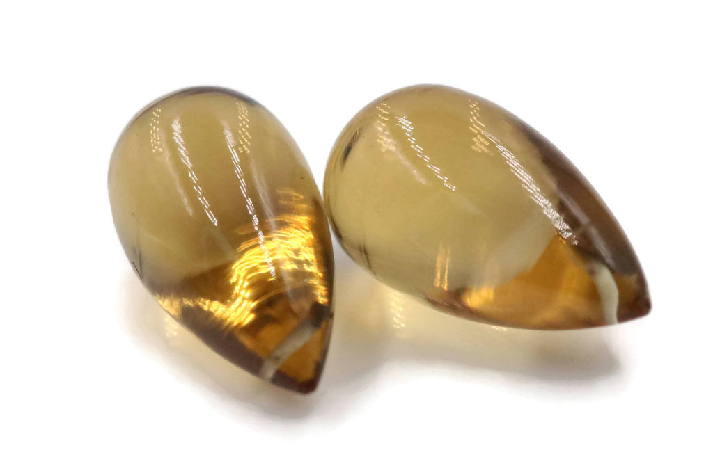 Natural Champagne Quartz Smoky quartz Beads faceted quartz DIY Jewelry Champagne Quartz drops matching pair PR 16x11mm 15.12ct SKU:113097-Planet Gemstones