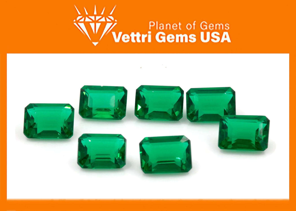 Emerald Simulated Zambian Emerald May Birthstone Emerald Gemstone Emerald Diy Jewelry Supplies Lab Created Emerald Octagon 7x5mm 1.1ct-Planet Gemstones