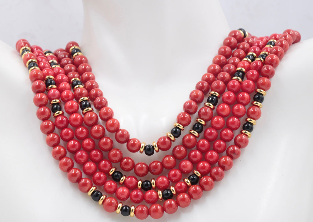 Natural Coral Beads Coral Necklace Italian Coral beads Red Coral Beads Coral Beads Red Coral Beads Coral Bead Necklace 16" SKU:113155-Planet Gemstones