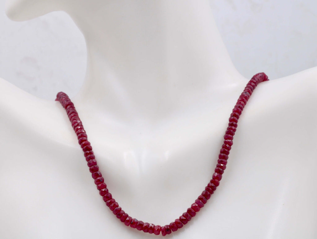 Genuine ruby beads Ruby bead necklace ruby gemstone beads ruby fuchsite beads necklace for women ruby necklace 15-16 inch 70-80ct SKU:113192-Planet Gemstones