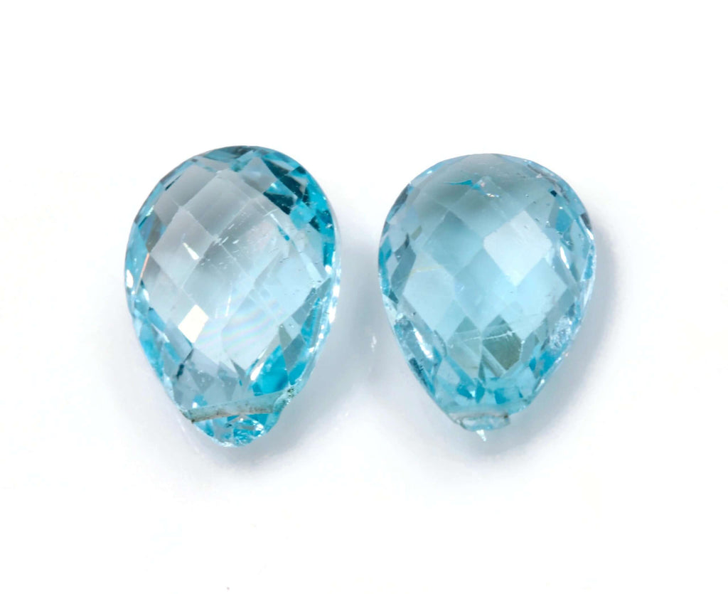 Blue Topaz Natural Blue Topaz London Blue topaz December BirthStone Blue Topaz Drops DIY Jewelry Supply PE 14x10mm Approx 13ct SKU:113210-Planet Gemstones
