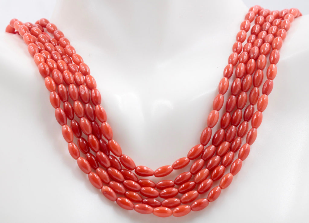 Natural Coral Beads Coral Necklace Italian Coral beads Red Coral Beads Coral Beads Red Coral Beads Coral Bead Necklace 16" 6x3mm SKU:113166-Planet Gemstones