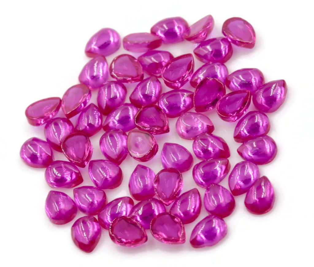 Lab Created Ruby Cabochon Gemstone Jewelry Supplies Ruby Cabochon Pear Ruby 50 PCS DIY Jewelry Supplies Ruby Red Ruby SKU: 114163-Planet Gemstones