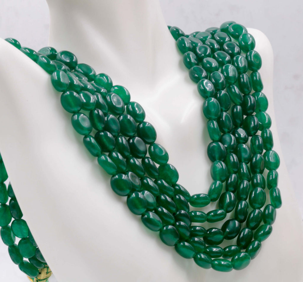 Green Quartz Necklace Quartz Necklace Indian Necklace Beaded Necklace Long Necklace Layered Necklace SKU 114338-Emerald-Planet Gemstones