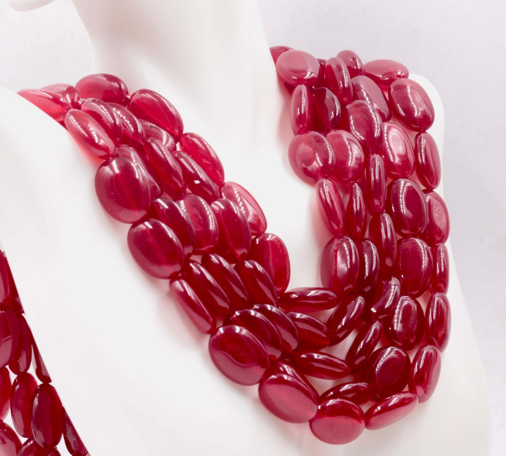 Genuine ruby Quartz Ruby Quartz necklace ruby Quartz beads ruby Quartz beads necklace for women ruby necklace SKU: 114345,114346-Ruby-Planet Gemstones