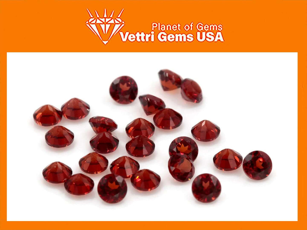 Garnet Natural Garnet Melee Garnet Red Garnet January Birthstone Garnet Gemstone 2.5mm Round 5PCS SET DIY Jewelry Loose Stone SKU:00111021-Planet Gemstones