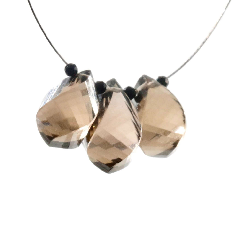 Smoky Quartz Twisted Teardrop Pair-Smoky Topaz-Planet Gemstones